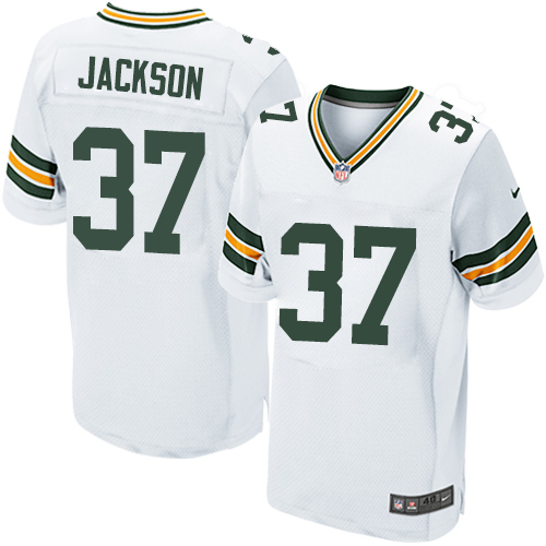 Nike Packers #37 Josh Jackson White Men's Stitched NFL Elite Jersey - Click Image to Close
